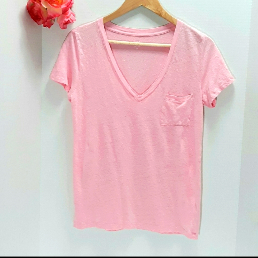 J. Crew Medium Linen V Neck Tee